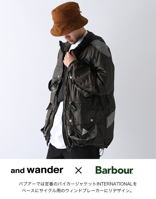 and wander × Barbour．シャイニーウィンドフーディ オンラインストア