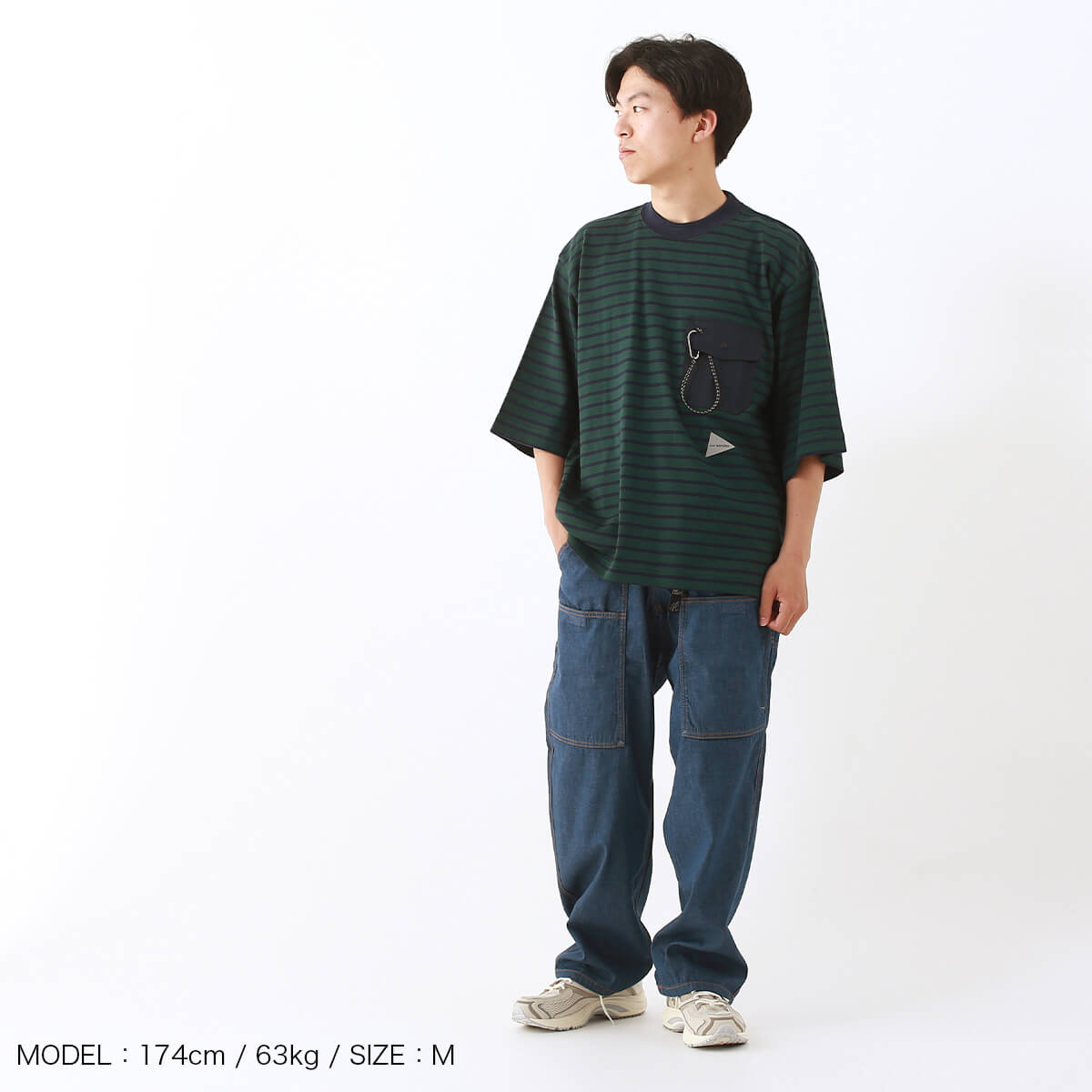 and wander アンドワンダー ストライプポケットH/S T｜Outdoor Style