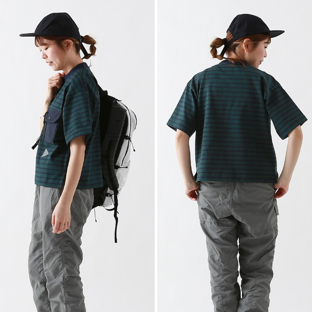 and wander アンドワンダー ストライプポケットH/S T｜Outdoor Style